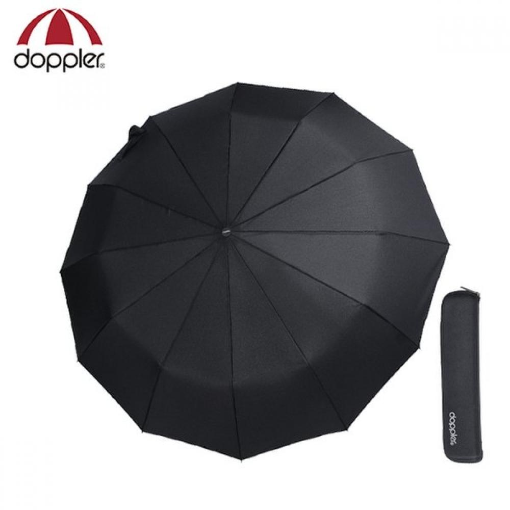 Doppler Большой 12-реберный автоматический складной зонт   Чехол Iuda 1003 blacks