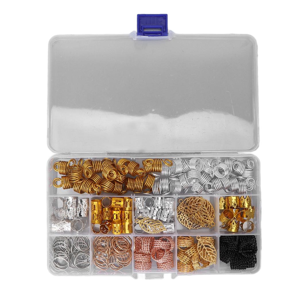 200pcs Hair Braiding Beads DIY Dreadlocks Hair Tube Cuffs Beads Hair Accessories for Hair Clip Decoration