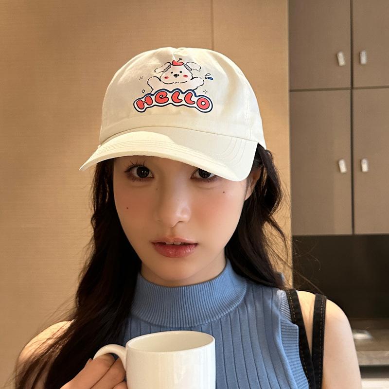 Fashion Hat, spring/summer sunshade hat, Korean style cute puppy baseball hat, face-enhancing soft top baseball cap, sun hat