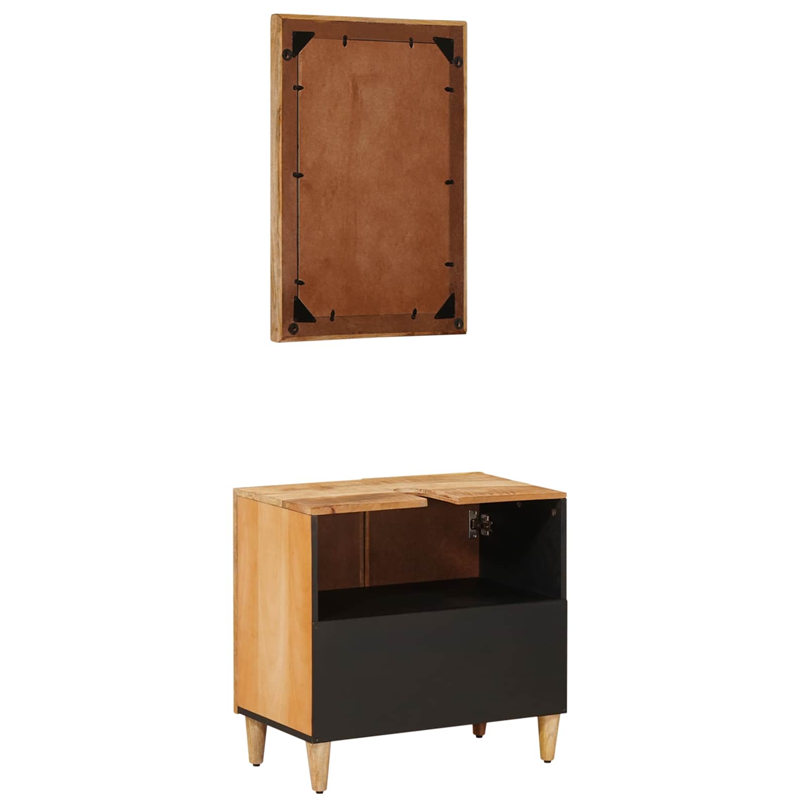 vidaXL Wall Mounted Bathroom Cabinet Set 2 pcs Solid Mango Wood