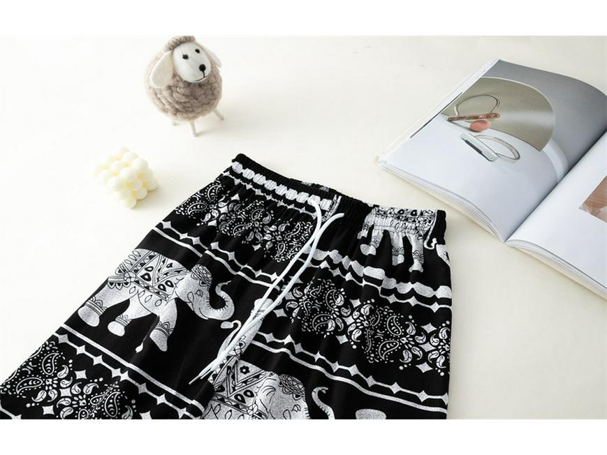 2025 Thai Yoga Pants: Elephant Print, High Waist, Wide Leg, Floor-Length, Summer Style, Hot Selling in Southeast Asia