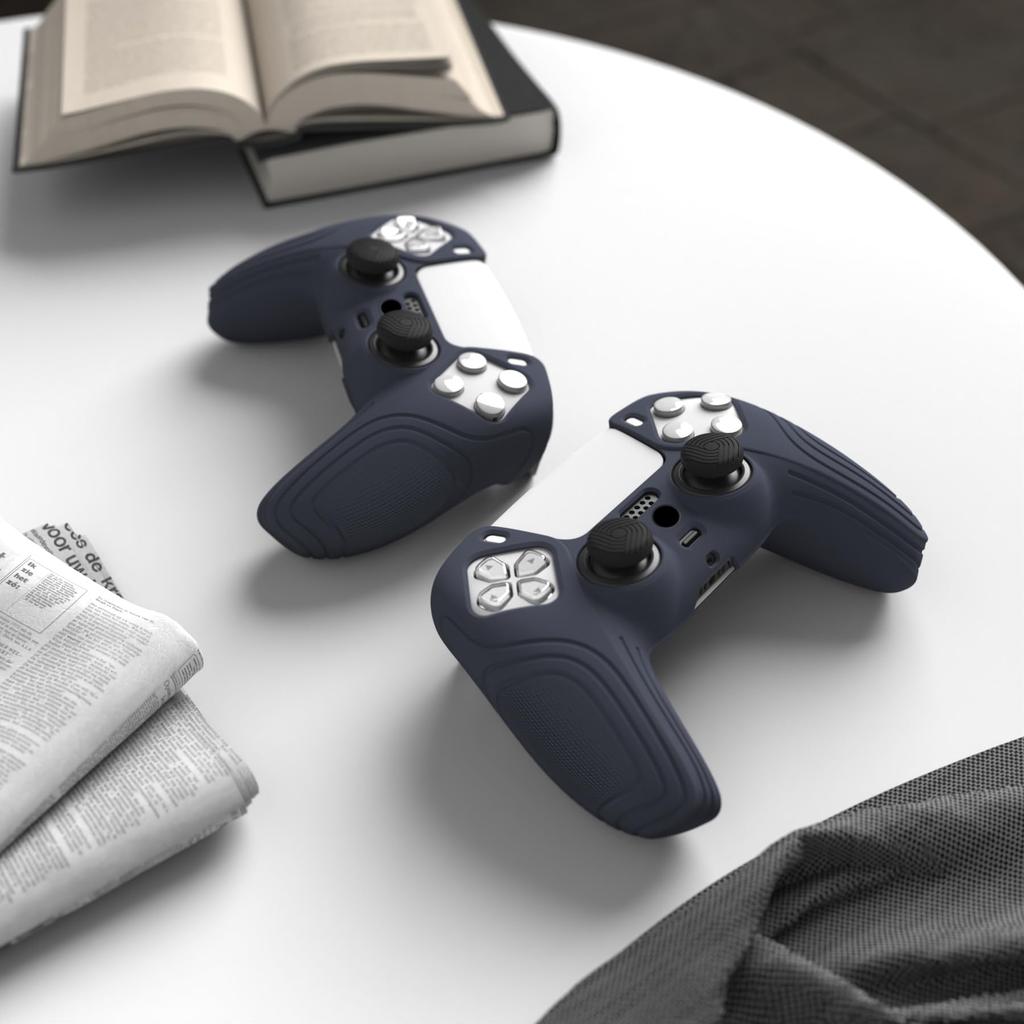 eXtremeRate Protective Cover for PlayVital PS5 Controller Silicone Skin Ergonomic Soft Rubber Protective Case for PS5 Controller with Thumb Stick Cap