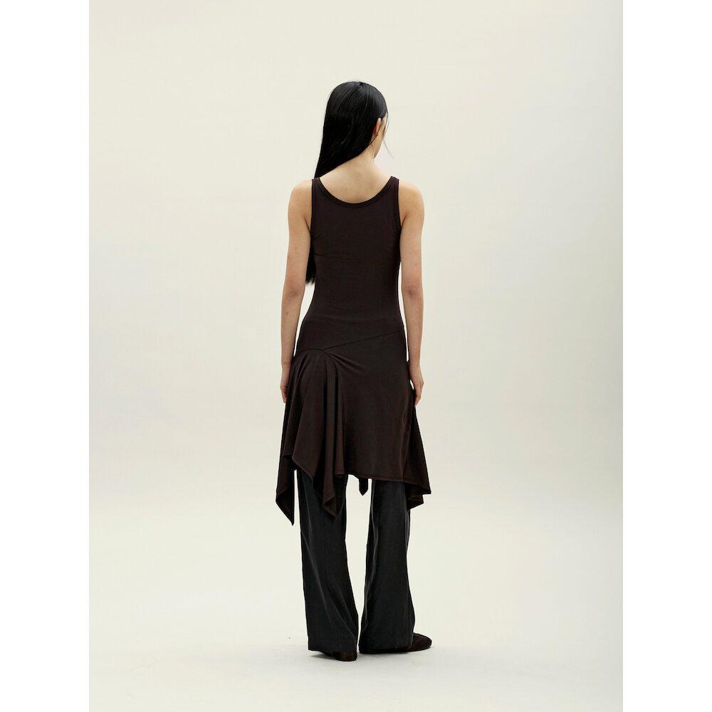 Anggae Petal Jersey Dress Brown