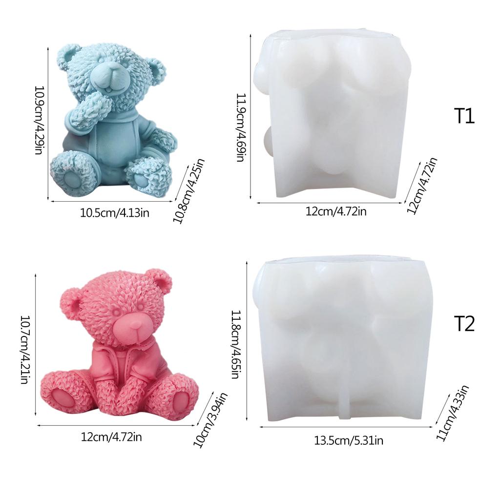 Silicone Bear Mold For Soap Making For DIY Aromatherapy Plaster Home Ornament
