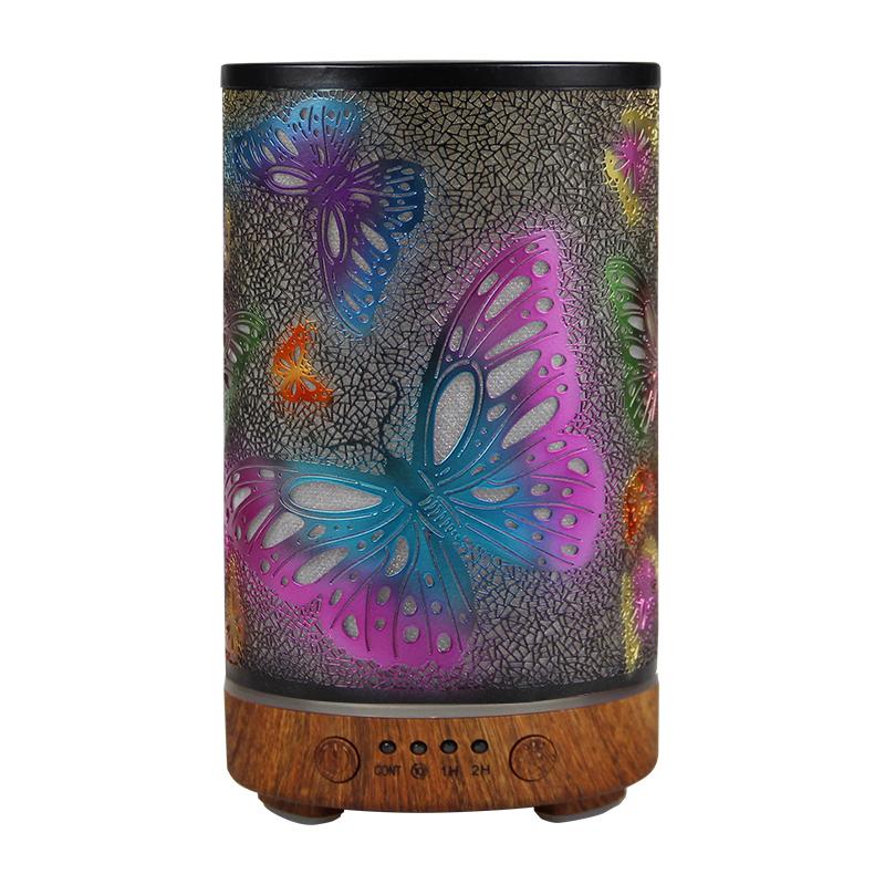Iron Essential Oils Diffuser 100ML Aromatherapy Diffuser Cool Mist Humidifier with Waterless Auto Off Air Diffusers(Butterfly)