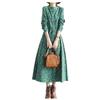 Retro literarisches und künstlerisches Kleid aus gebürsteter Baumwolle und Leinen, langärmelig, Frühlingsblumenmuster, langer Rock, locker