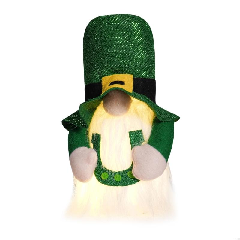 

62KD LED Light Up Gnomes Dolls Patricks Day Leprechaun Ornament for Holiday Decors