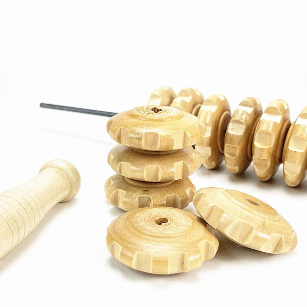 Wood Grooved Gear Curved Massage Stick Multi-Functional Trigger Point Massager  Legs