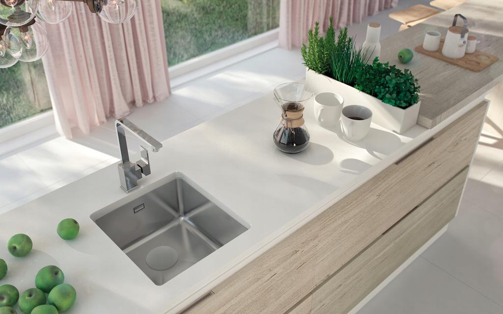 Einkammer-Edelstahlspüle 44x44cm Einbauspüle gebürstetes Chrom 2. Wahl