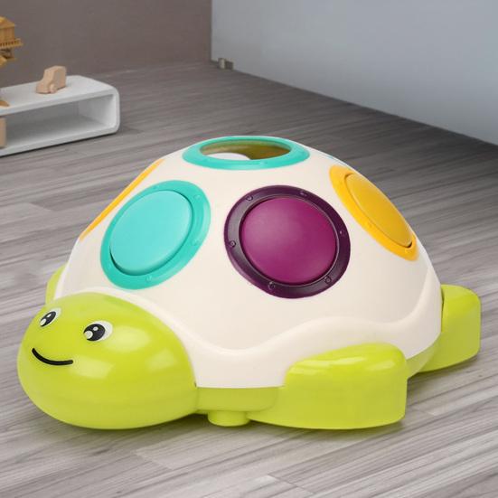 Cartoon Turtle Push Button Toy Stress Anxiety Relief Press Button Tortoise Toy Hand-Eye Coordination Animal Finger Clicker Fidget Toy