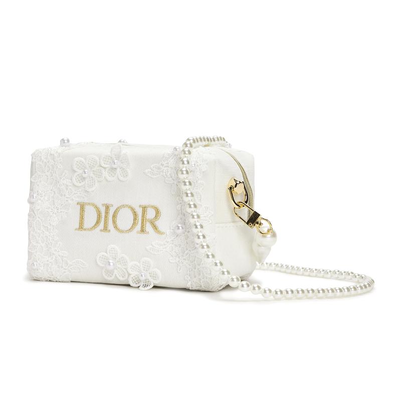 Dior Bag [Customized Cosmetic Bag] 811 Made Moonlight Veil Elegant Palace Lace Flowers Pearl Classic Print Denim Fabric Early Spring Spring Spring