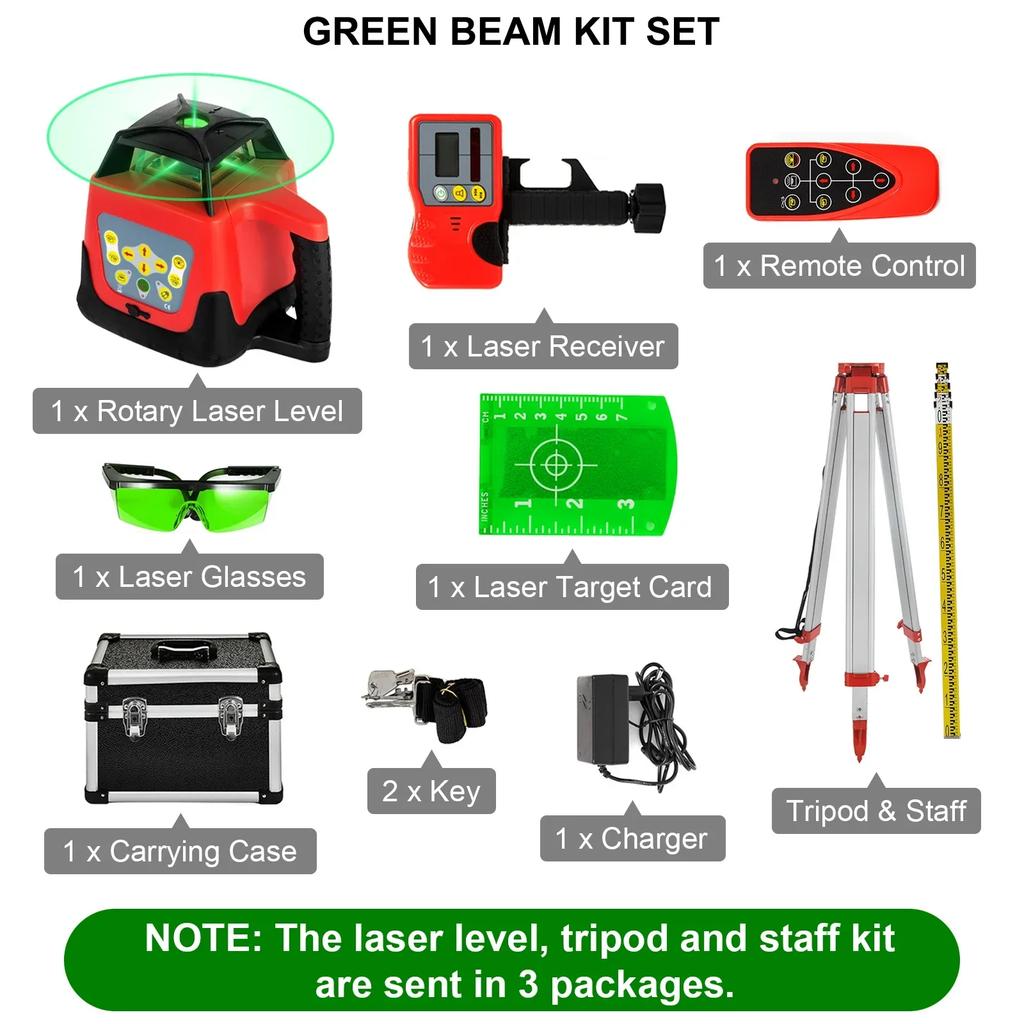 Laser Level 360 Rotary Auto Self-Leveling ±5 Degrees W/ Tripod & Staff Nivel Laser Construction Tools for Outdoor Industry