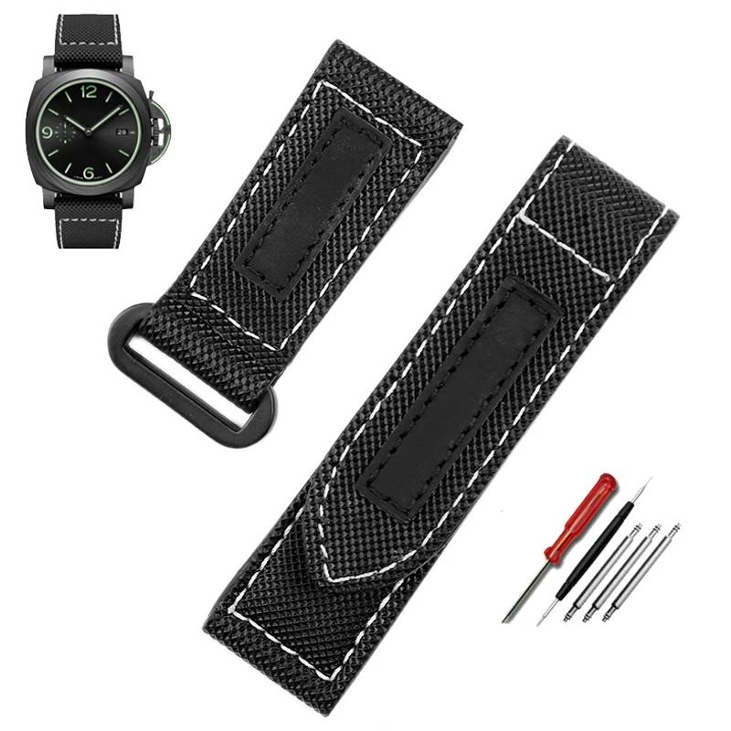 

Для годинника Panerai Lumino PAM01118/PAM01661/PAM441 Ремінець Липка вуглецева клітинка Нейлон Великий циферблат Чоловічий Браслет Аксесуари 24mm