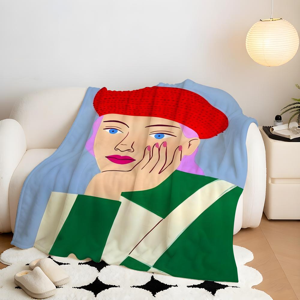 Artist A-Agathe S-Singer Throw Flannel Throw Blanket, Lightweight Cozy, Durable Washable Cute Cool