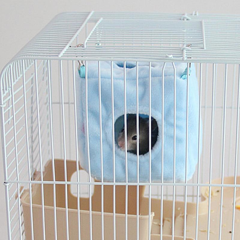 Hamster Bed Cube Hamster House with Dangling Rings Soft Hamster Cage Funny Pet Supplies for Chinchillas Gerbils Mice Hedgehog