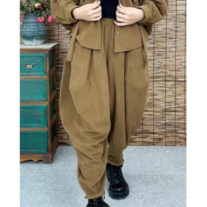 Ensemble deux pièces décontracté rétro pour femme Printemps/Automne 2025 avec manteau à un bouton et pantalon ample