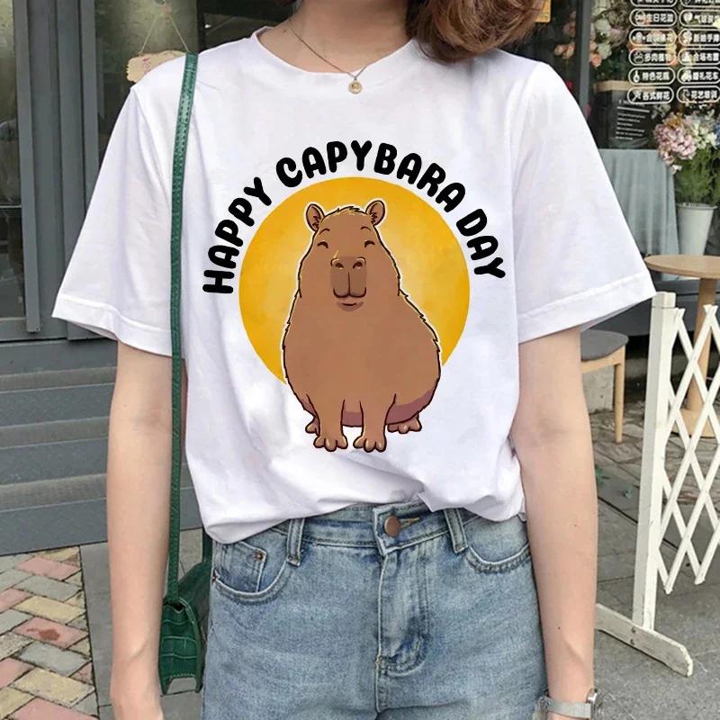 Cute Capybara Clothing T-Shirt Women Vintage Cartoon T Shirt Female Casual Anime Top Tees T Shirt Manga Women Graphic Tee Tops