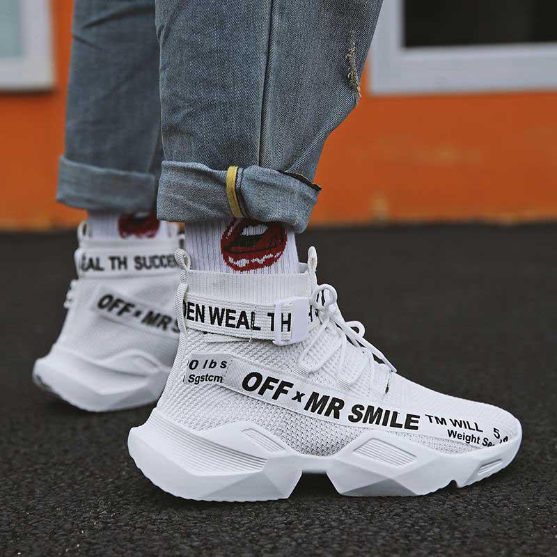 Mens Mesh Breatheable Platform Sneakers High Top Running Ankle Boots Socks Shoes Mens Mesh Breatheable Platform Sneakers High Top Running Ankle Boots Socks Shoes