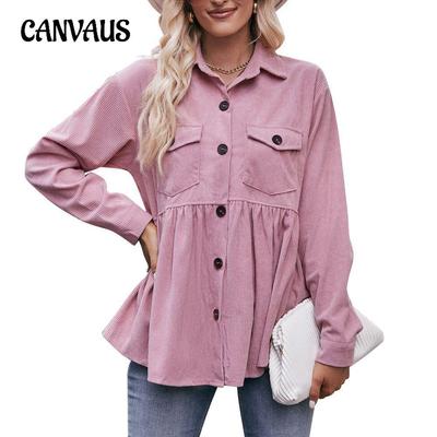Spring and Autumn Women's Shirts Long Sleeve Tops Casual Corduroy Shirt