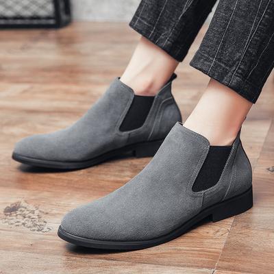 Módní pánské vysoké boty z semišové kůže Italské formální Chelsea boty Britský styl Elegantní nazouvací společenské a pracovní boty pro muže Botas