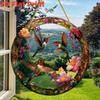 20CM 2D Flat Hummingbird Flower Color Art Translucent Round Window Hanging Decorative Acrylic Decorative Sun Catcher Parasol for   Garden Gift