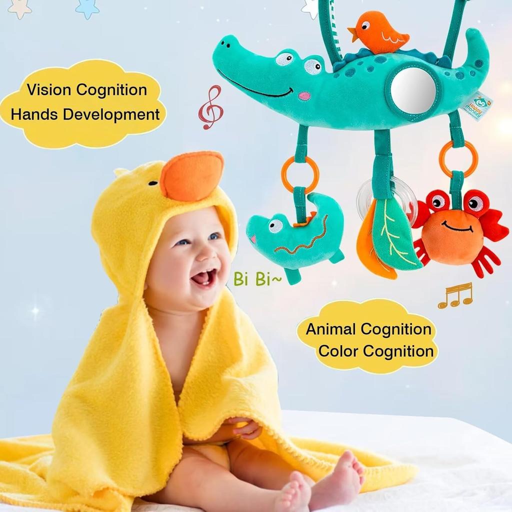 Jouets d'arche pour poussette de bébé Jouet suspendu d'activité pour siège auto Peluche douce pour bébé avec son Carillon éolien Poupées pour bébé Cadeau pour nouveau-né
