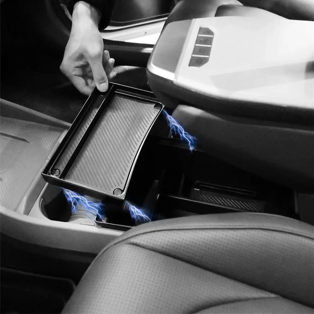 ABS Car Armrest Under Storage Box Organizer Holder Tray Car Central Card Coin Stowing Tidying For Kia Ev3