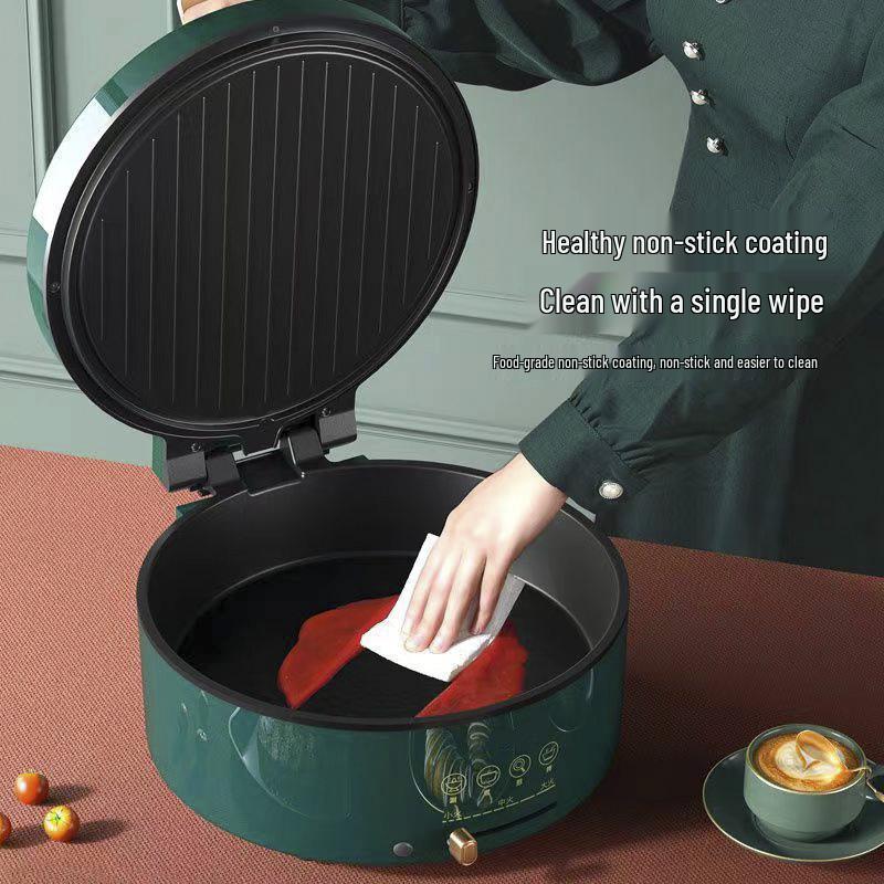 Deep Dish Electric Crepe Maker with Dual-Sided Heating - Large, Multifunctional Pan for Pancakes, Grilling, Baking, and Frying