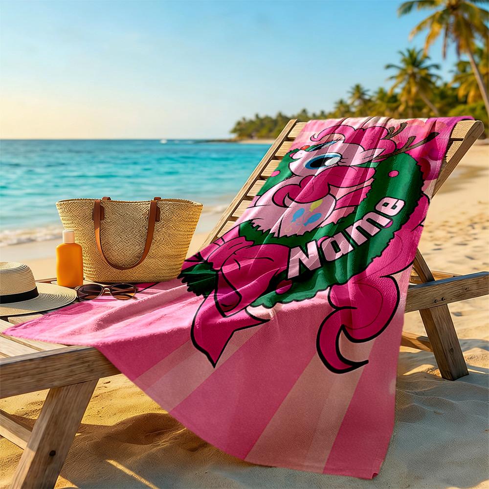Little Pony Personalized Text Beach Towel Super Soft & Absorbent Suitable for Swimming Gym Camping Yoga Vacation