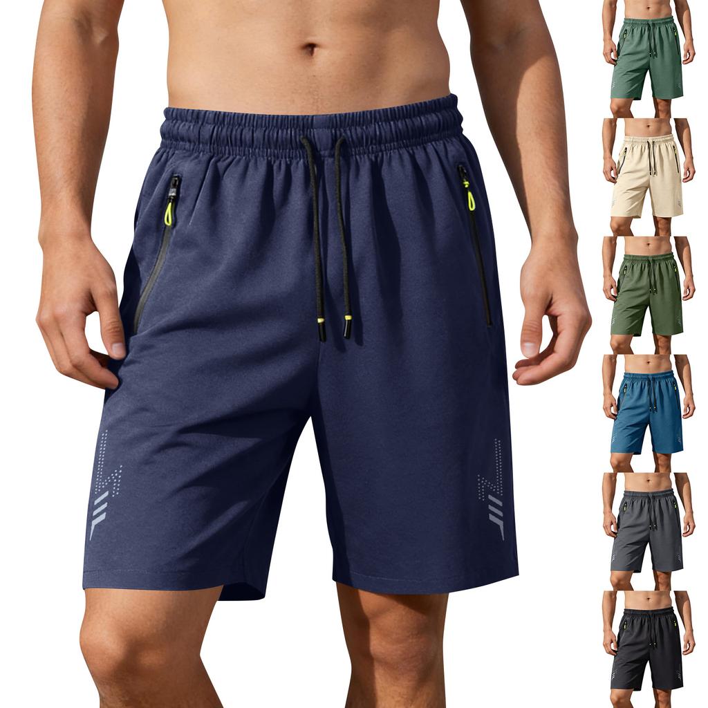 Men's Quick Dry Gym Shorts with Zipper Pockets - Lightweight Athletic Shorts for Running, Training, and Summer Workouts