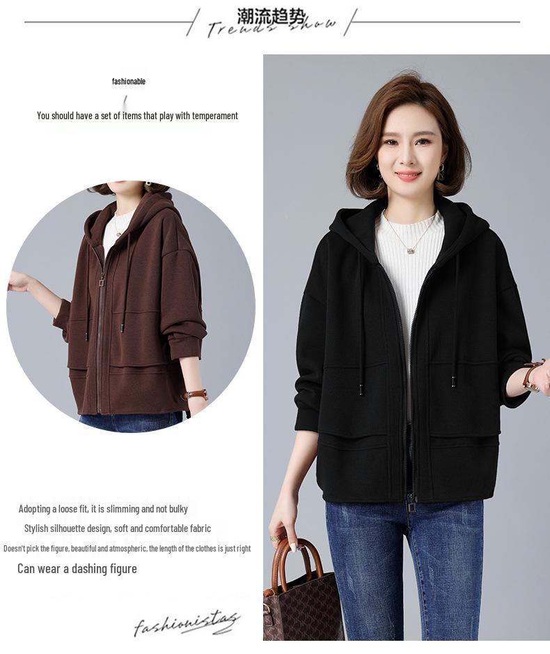 Damski kardigan polarowy z kapturem w dużych rozmiarach - Moda jesienno-zimowa 2024 dla kobiet w średnim i starszym wieku