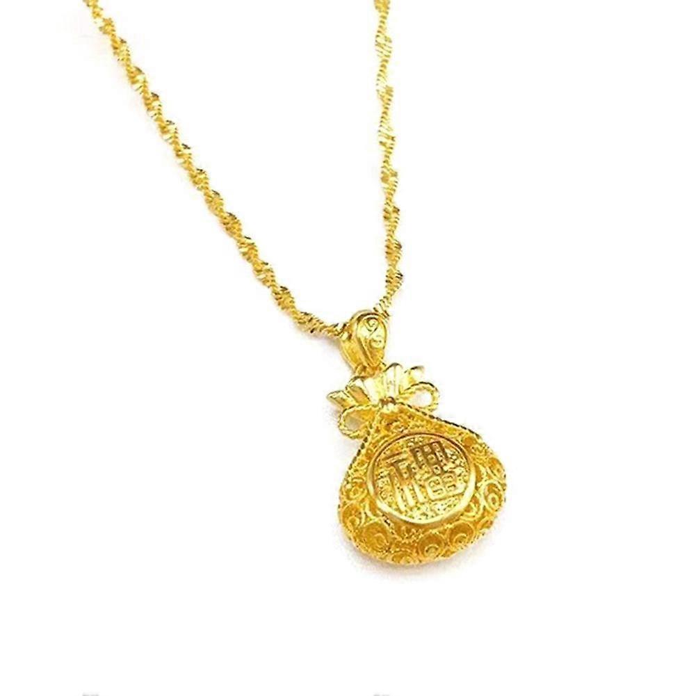 Golden Lucky Bag Good Luck Amulet Pendant Necklace Men Women