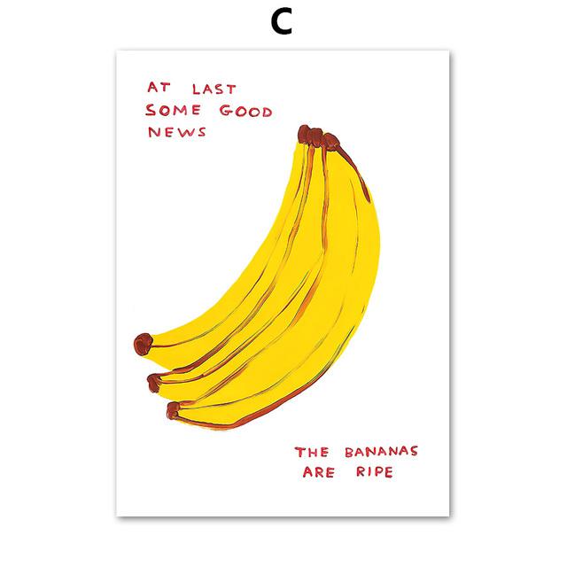 Arte da Parete Pittura su Tela Torta di Pizza Banana Mela Umorismo Grigio Citazioni Poster e Stampe Immagini Estetica Soggiorno Decorazione Casa