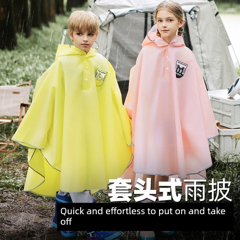 Children's Raincoat for Boys and Girls, Full-Body Waterproof with Backpack Space, Special Poncho for Middle School Students to Go to School