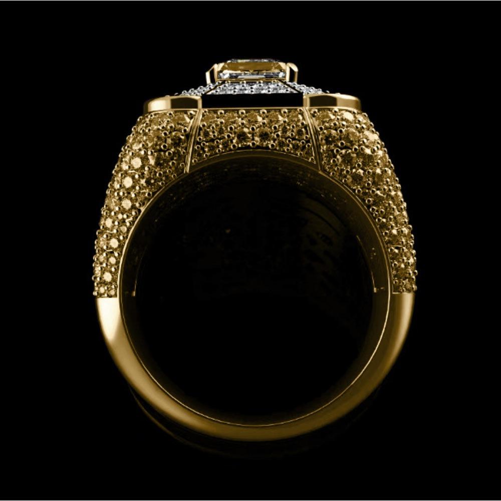 Luxury European and American Men's Rings Trendy Jewelry, Hip-hop Rings Square Diamond-set Alloy Rings