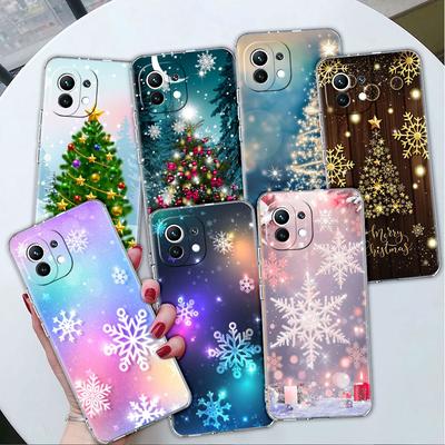 Clear Case For Xiaomi Mi Poco X3 NFC M3 Pro F3 F1 11 Lite 12 Note 10 11T 9T Transparent Phone Cover Winter Snow Merry Christmas