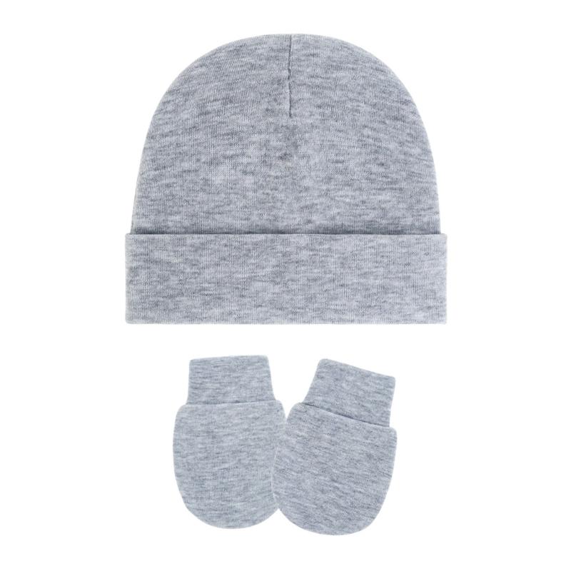 4 Set Baby Bonnet Cap Feature Foldable Edge with Mittens Cotton Fabric Gentle On Sensitive Skin Multiple Color Available