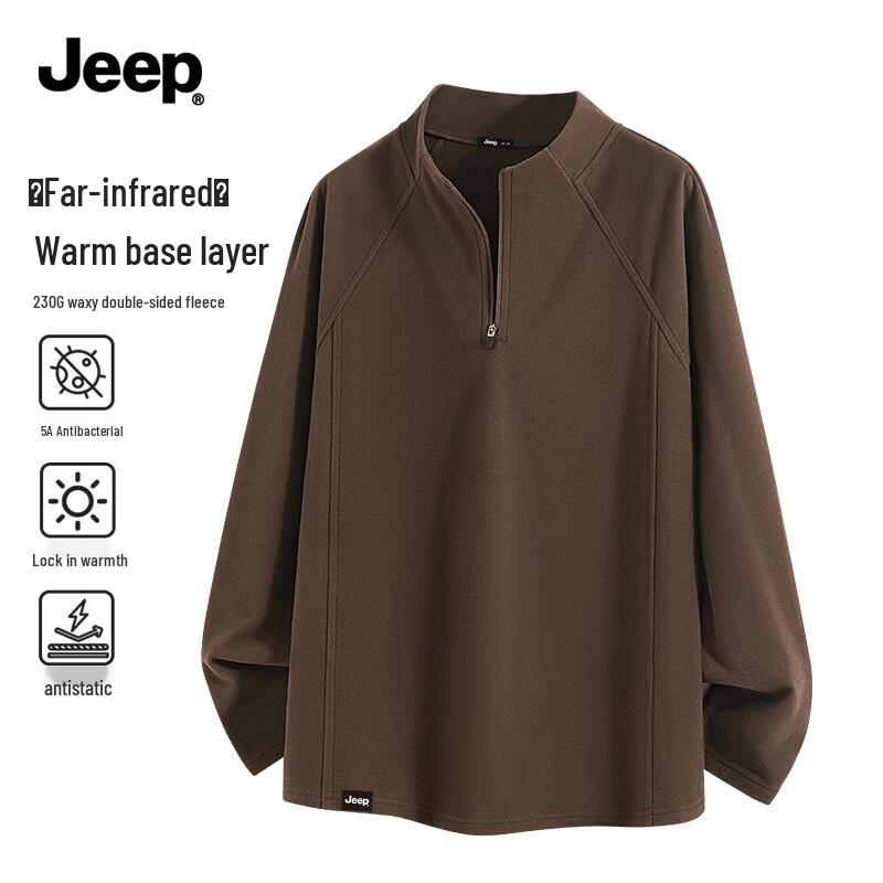 JEEP Men s Thermal Half-Zip Fleece-Lined Long Sleeve Base Layer T-Shirt 3XL