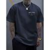 Men's Casual Short Sleeved T-shirt Paired with Milan Italian Print Round Neck Outdoor Summer Top, Breathable and Comfortable