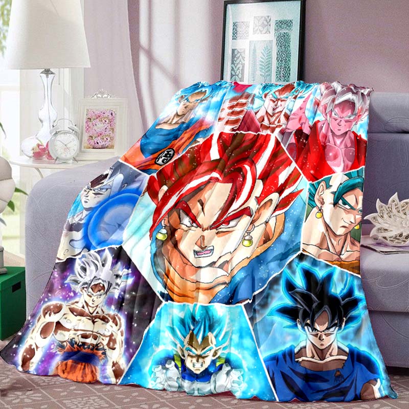 Dragon Ball Anime Print Blanket Warm Comfortable Flannel Blanket for Bedrooms, Sofas, Beds, Chairs, Picnics, Travel-LXR12