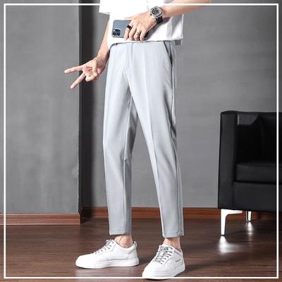 New Spring and Summer Leisure Business Fashion Solid Color Lightweight Breathable Wrinkle Resistant Straight Crop Pants