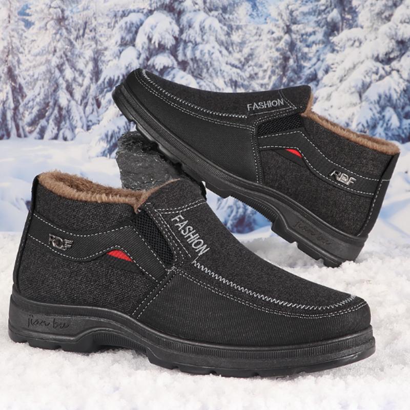 Men's Snow Boots for Warm and Comfortable Non-Slip Ankle Boots for Outdoor Hiking and Trekking - Plush-Lined Winter Shoes