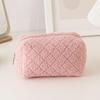 Cute Plush Cosmetic Bag Solid Color Simple Soft Large capacity Makeup Storage Bag Daily Travel Cosmetic Bag
