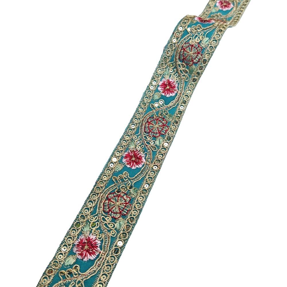 

10 Yards Embroidery Flower Pattern Lace Fabric Trim for Curtain Shoes Clothing Craft Blue