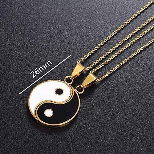 Exquisite Yin Yang Tai Chi Puzzle Couple Pendant Romantic Anniversary Gift Valentines Day Jewelry Necklace Set