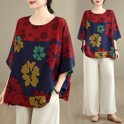 DIMANAF 2026 Women Plus Size New T-Shirt Print Loose Casual O-Neck Lady Tops Tees Shirts Oversize Summer