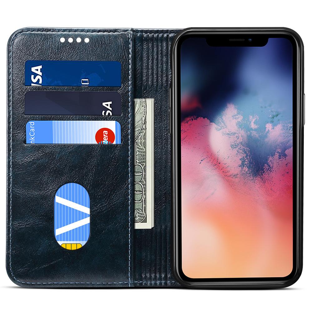 Klassische Brieftasche Flip Echtleder Hülle Für Iphone 16 15 14 13 12 11 Pro X Xs Max Xr 8 Plus Magnetisches Buch Flip Handyhülle Tasche