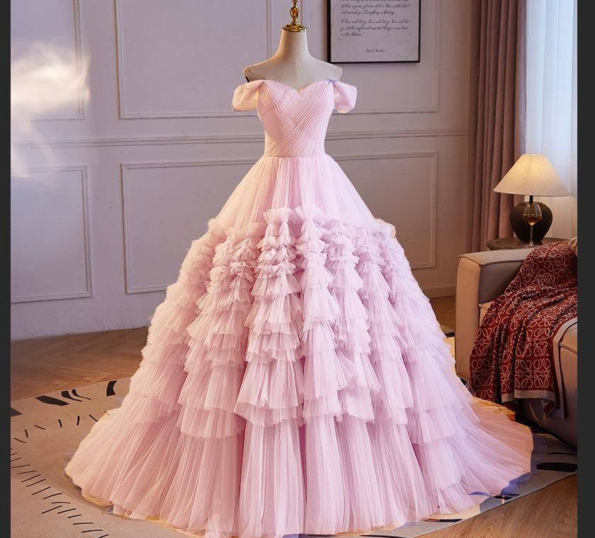 

Фиолетовое сказочное вечернее платье женское платье для игры на фортепиано юбка-пачка с открытыми плечами благородная принцесса путешествия свет и тень свадебное платье 3XL