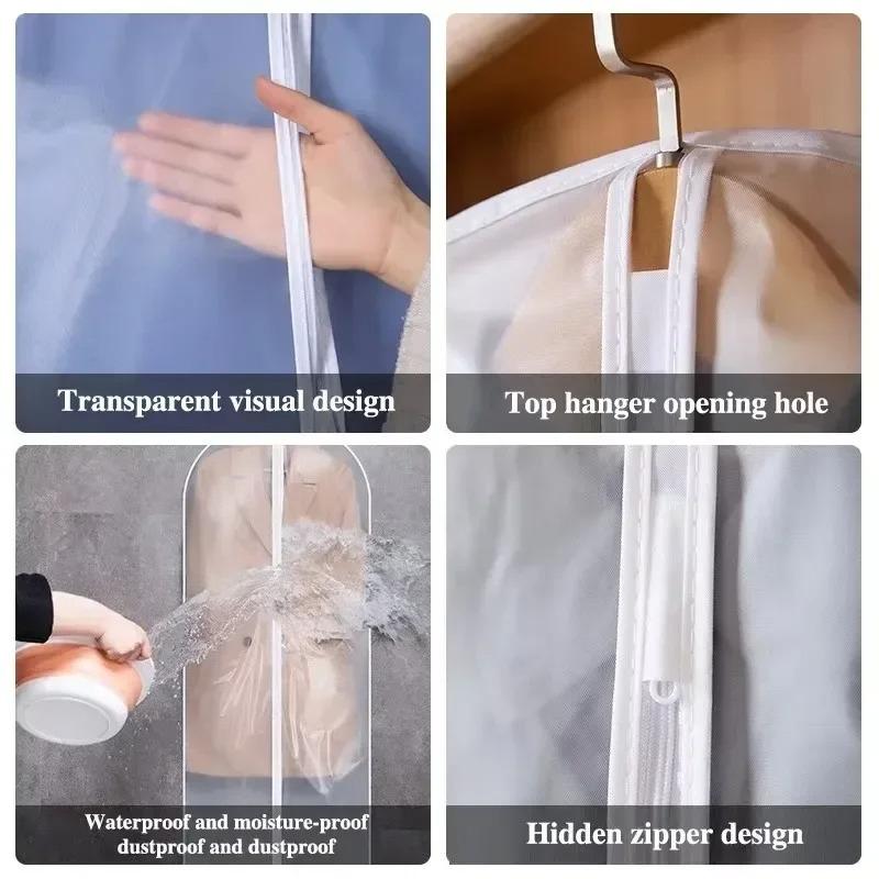 1/5/10PCS Clothes Dust Cover Transparent Thickened Washable Dust Bag Household Dust Cover Coat Suit Cover Hanging Clothes Bag