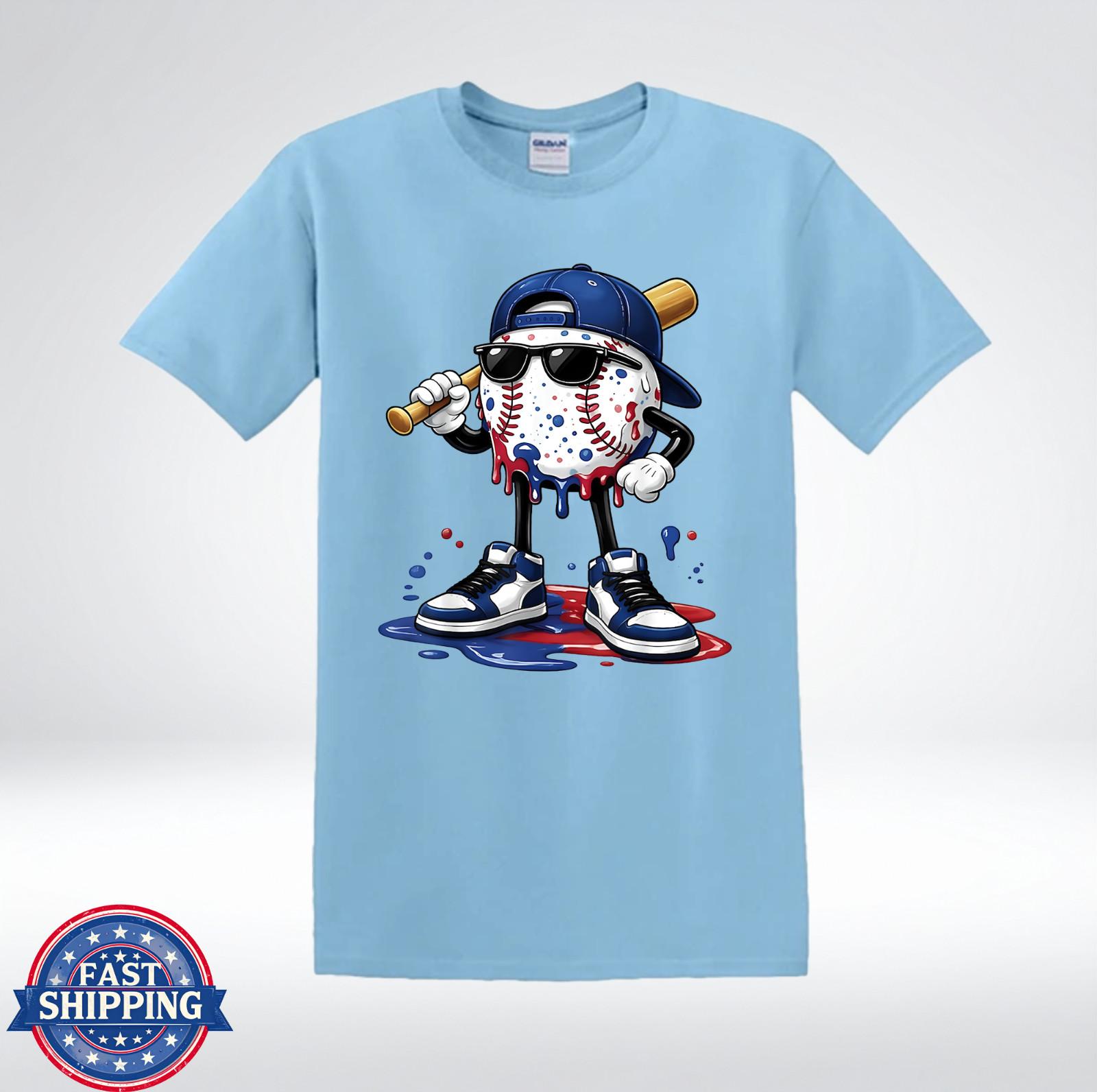Cool Baseball Player Cartoon Graphic T-Shirt S